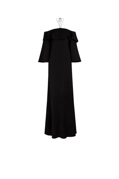 Roberto Cavalli Ruffled Maxi Dress In Black