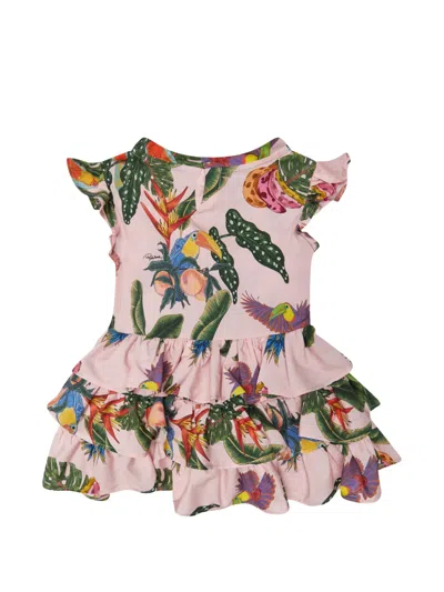 Roberto Cavalli Babies' Ruffled Printed Dress In Pink