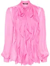 Roberto Cavalli Ruffled Pussy-bow Shirt In Pink