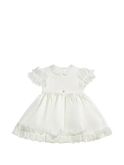 Roberto Cavalli Babies' Ruffle-sleeve Lace-trim Dress In White