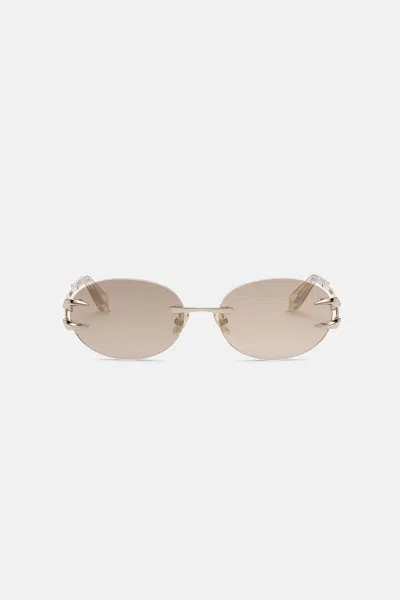 Roberto Cavalli Round Shape Rimless Sunglasses In Gold