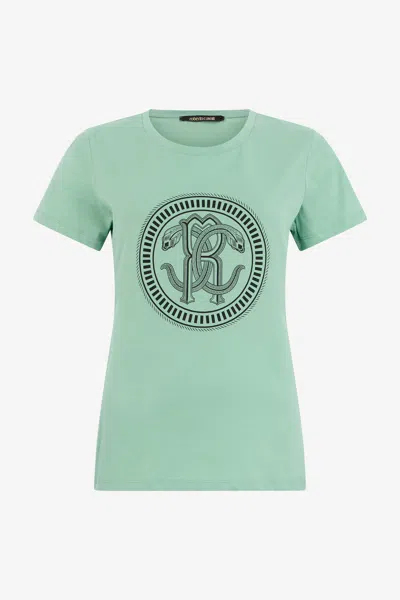Roberto Cavalli Salbeigrüne T-shirt In Malachite Green