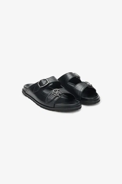 Roberto Cavalli Sandale Aus Leder Mit Schnallendetail In Black