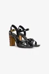 Roberto Cavalli Sandals With Straps And Thick Heel In Black