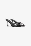 Roberto Cavalli Sandals With Rhinestones And Snake Jewel In Black