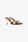 Roberto Cavalli Sandals With Snake Print And Snake Jewel In Gold