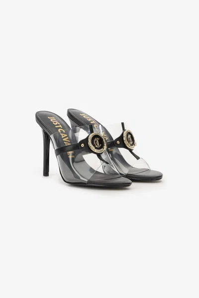 Roberto Cavalli Sandals With Transparent Upper In Black