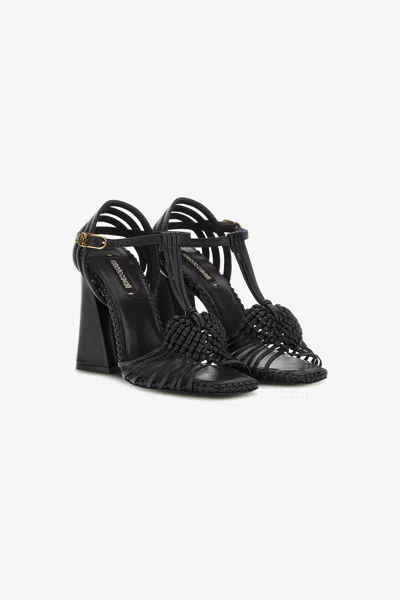 Roberto Cavalli Sandals With Weaves In Black