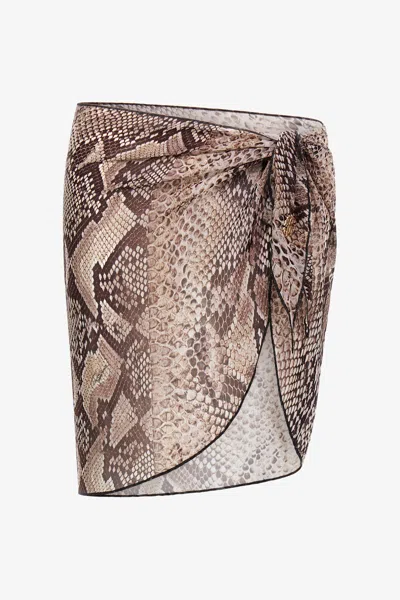 Roberto Cavalli Sarong Snake Print In Brown