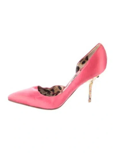 Pre-owned Roberto Cavalli Satin Animal Print Pumps In Pink