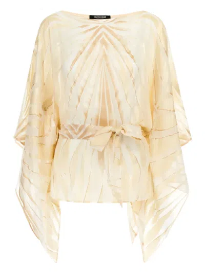 Roberto Cavalli Satin Blouse In Neutrals