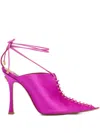 Roberto Cavalli Satin Lace-up Mules In Pink