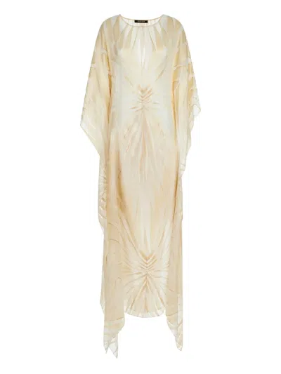 Roberto Cavalli Satin Maxi Dress In Neutrals