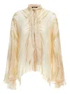 Roberto Cavalli Satin Shirt In Neutrals