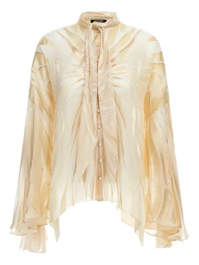Roberto Cavalli Satin Shirt In Neutrals