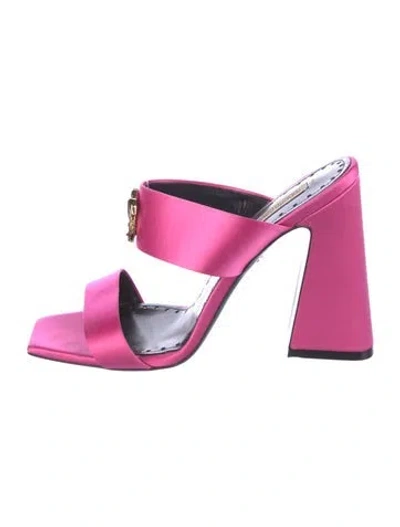 Pre-owned Roberto Cavalli Satin Slides In Pink