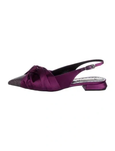 Pre-owned Roberto Cavalli Satin Slingback Flats In Purple