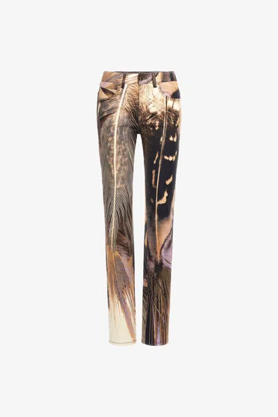 Roberto Cavalli Savage Print Denim In Brown