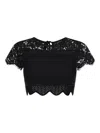 Roberto Cavalli Scalloped Cropped Top In Black