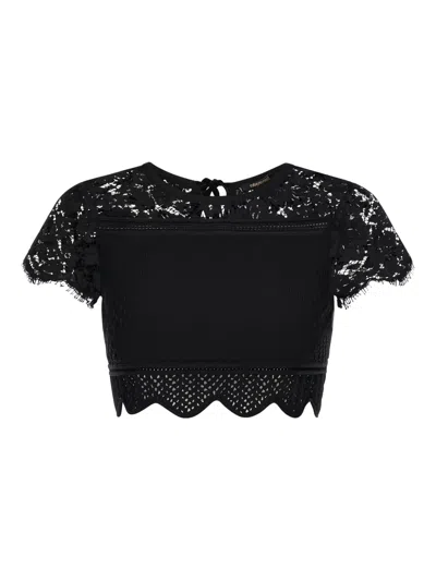 Roberto Cavalli Scalloped Cropped Top In Black