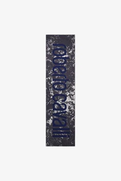 Roberto Cavalli Scarf With Appaloosa Print And Logo In Denim Tf375