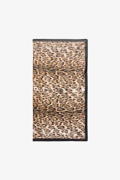 Roberto Cavalli Scarf With Jaguar Skin Print And Rhinestones In Animal Print