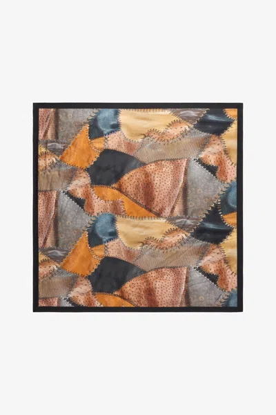 Roberto Cavalli Scarf With Patchwork Print In Brown