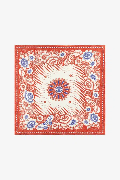 Roberto Cavalli Scarf With Zebra Pattern And Mirror Snake Monogram In Red