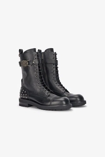 ROBERTO CAVALLI SCHNÜRSTIEFEL MIT APPLIKATION DES MONOGRAMMS RC