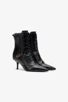 Roberto Cavalli Crocodile-effect Lace-up Ankle Boots In Black