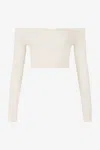Roberto Cavalli Open-shoulder Crop Top In Ivory