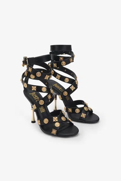 Roberto Cavalli Black Strappy High-heeled Sandal