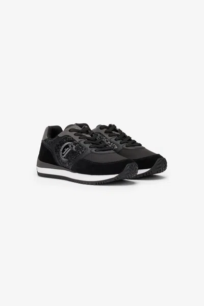 Roberto Cavalli Black Sneakers In Multi