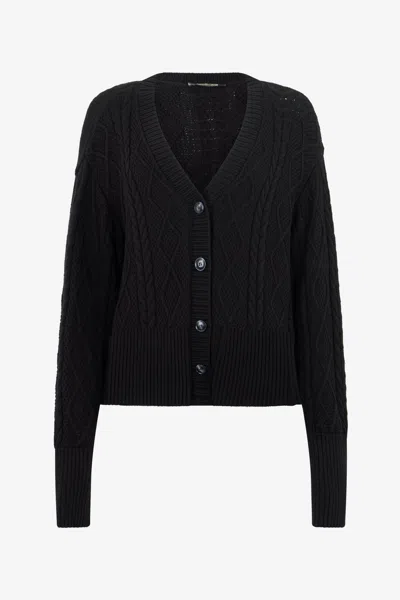Roberto Cavalli Black Cable-knit Cardigan