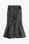 Roberto Cavalli Black Denim Skirt With A Streak Effect In Black