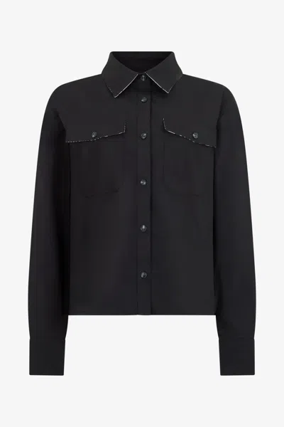 Roberto Cavalli Black Shirt With Contrast Stitching