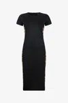 Roberto Cavalli Black Midi Dress With Leopard Print Panels In Black