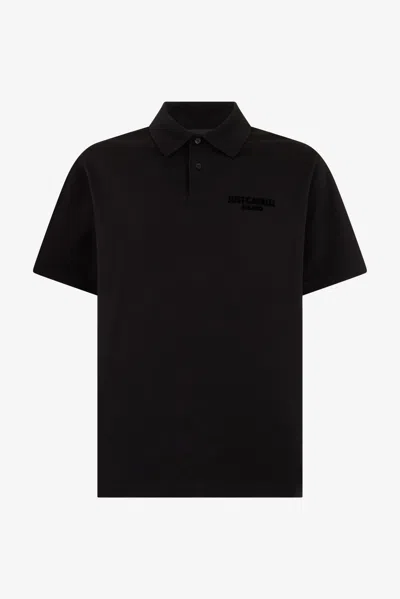 Roberto Cavalli Black Polo With Embroidered Logo