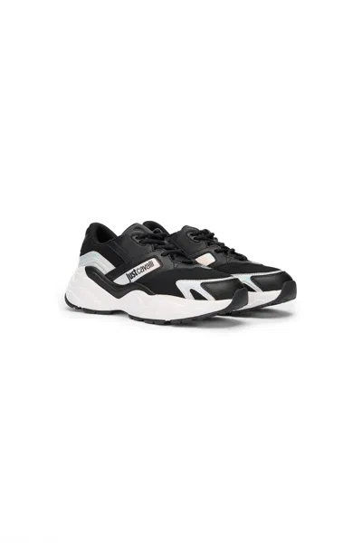 Roberto Cavalli Black And White Chunky Sneakers In Multi