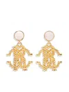 Roberto Cavalli Braided Logo Drop Earrings In Gold