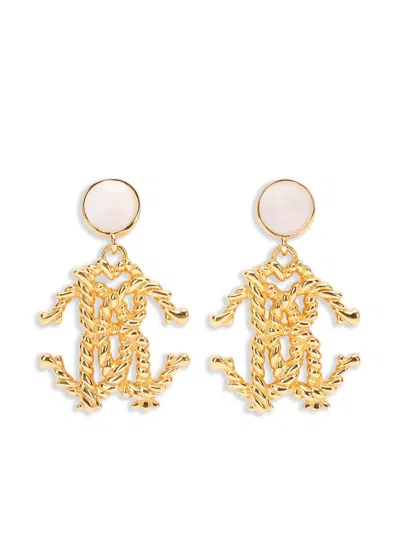 ROBERTO CAVALLI SCULPTURAL LOGO EARRINGS