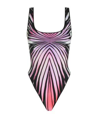 Roberto Cavalli Sea Graphic One-piece Swimsuit In Multi