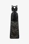 Roberto Cavalli See-through Dress With Zebra Sequin Pattern In Black
