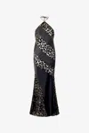Roberto Cavalli See-through Long Dress With Animal Print In Black