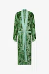 Roberto Cavalli See-through Robe With Floral Pattern In Green