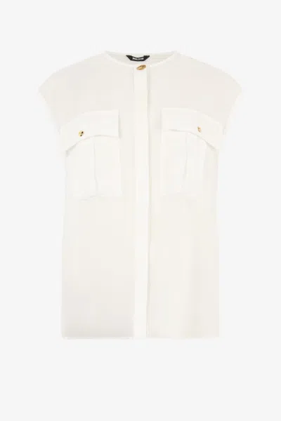 Roberto Cavalli See-through Sleeveless Top In White