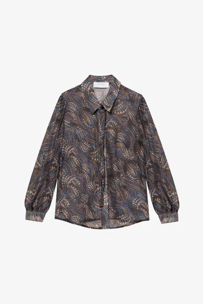 Roberto Cavalli Kids' Seidenhemd Mit Python-print In Gray