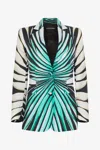 Roberto Cavalli Ray Of Sea Print Silk Blazer
