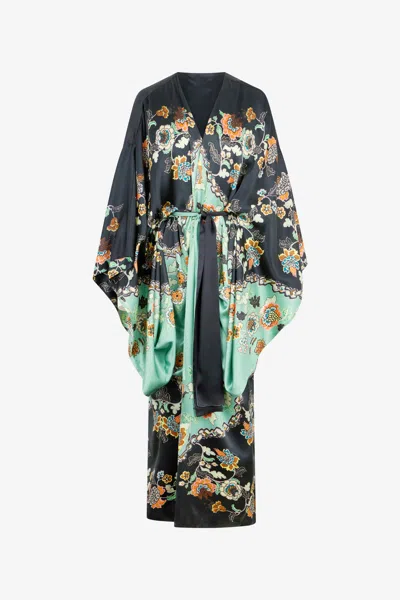 Roberto Cavalli Silk Kimono With Kimono Print In Multi