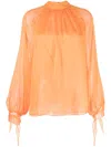 ROBERTO CAVALLI SEMI-SHEER SILK BLOUSE
